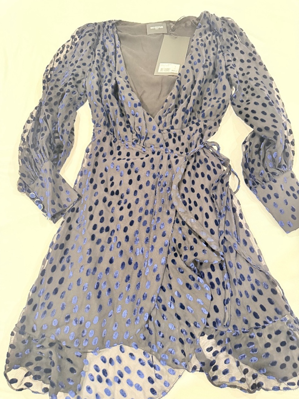 The Kooples Black / Blue Long Sleeve Wrap Mini Dress - BNWT - FR1 / US Small